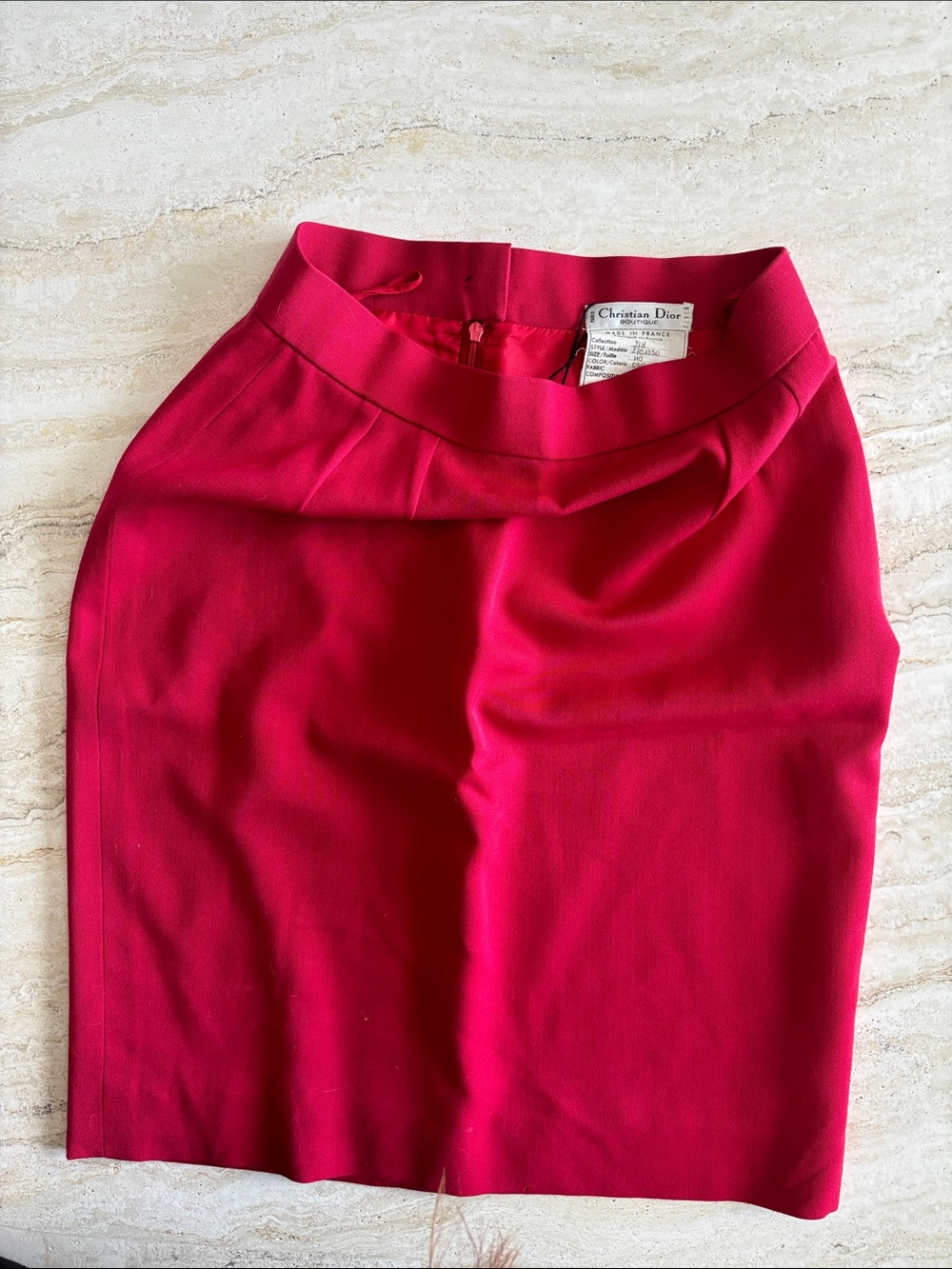 CHRISTIAN DIOR | vintage 80's red- 100% wool skirt